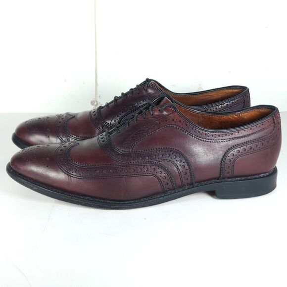 Allen Edmonds Mens McAllister US9,5C Burgandy Leather Wingtip Brogue Dress Shoes main image 14